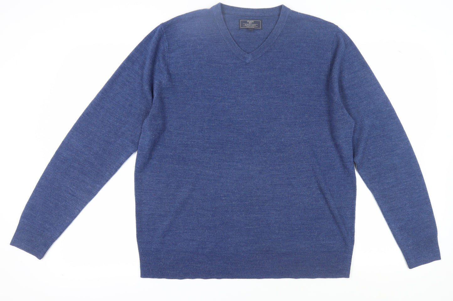 Atlantic Bay Men's Blue V-Neck Pullover Jumper L