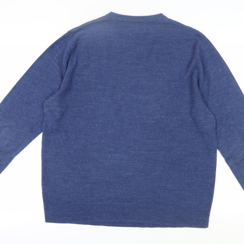Atlantic Bay Men's Blue V-Neck Pullover Jumper L