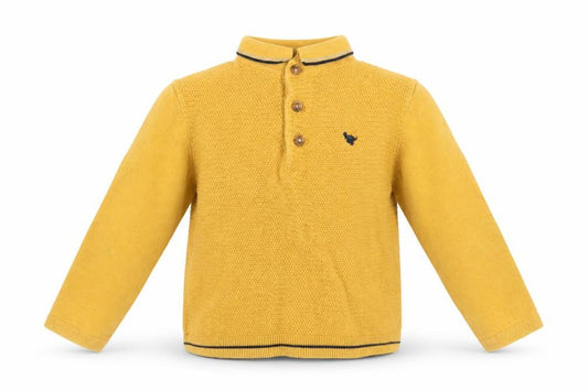 Front view of Next Yellow Henley Jumper for unisex baby 12-18 months