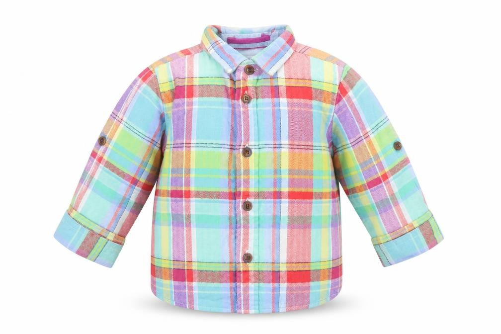 Front view of Baker by Ted Baker 12-18M unisex multicoloured plaid shirt