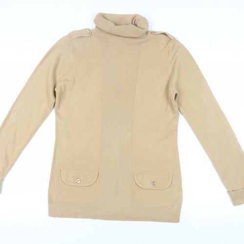 BHS Women's Beige Roll Neck Jumper, Size 14