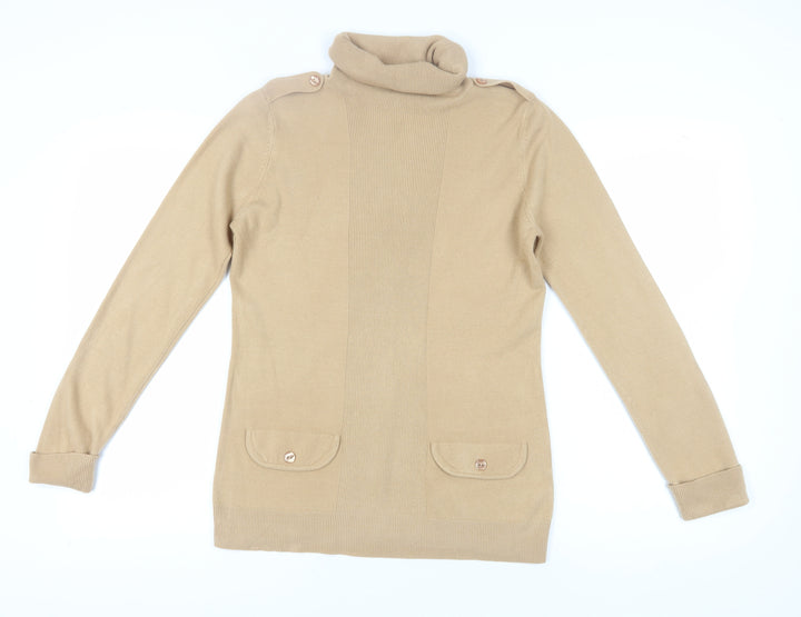 BHS Women's Beige Roll Neck Jumper, Size 14