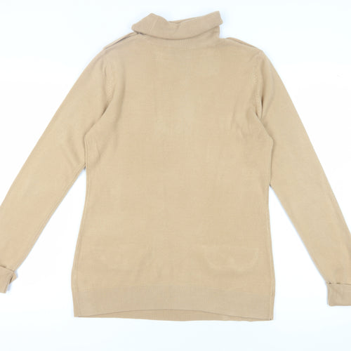 BHS Women's Beige Roll Neck Jumper, Size 14