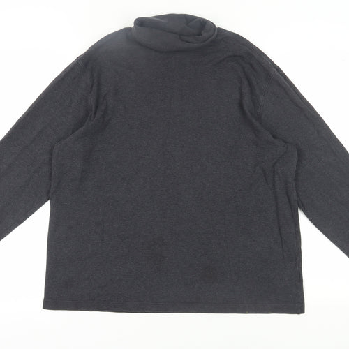 Lands' End Men's Grey Roll Neck Long Sleeve T-Shirt L