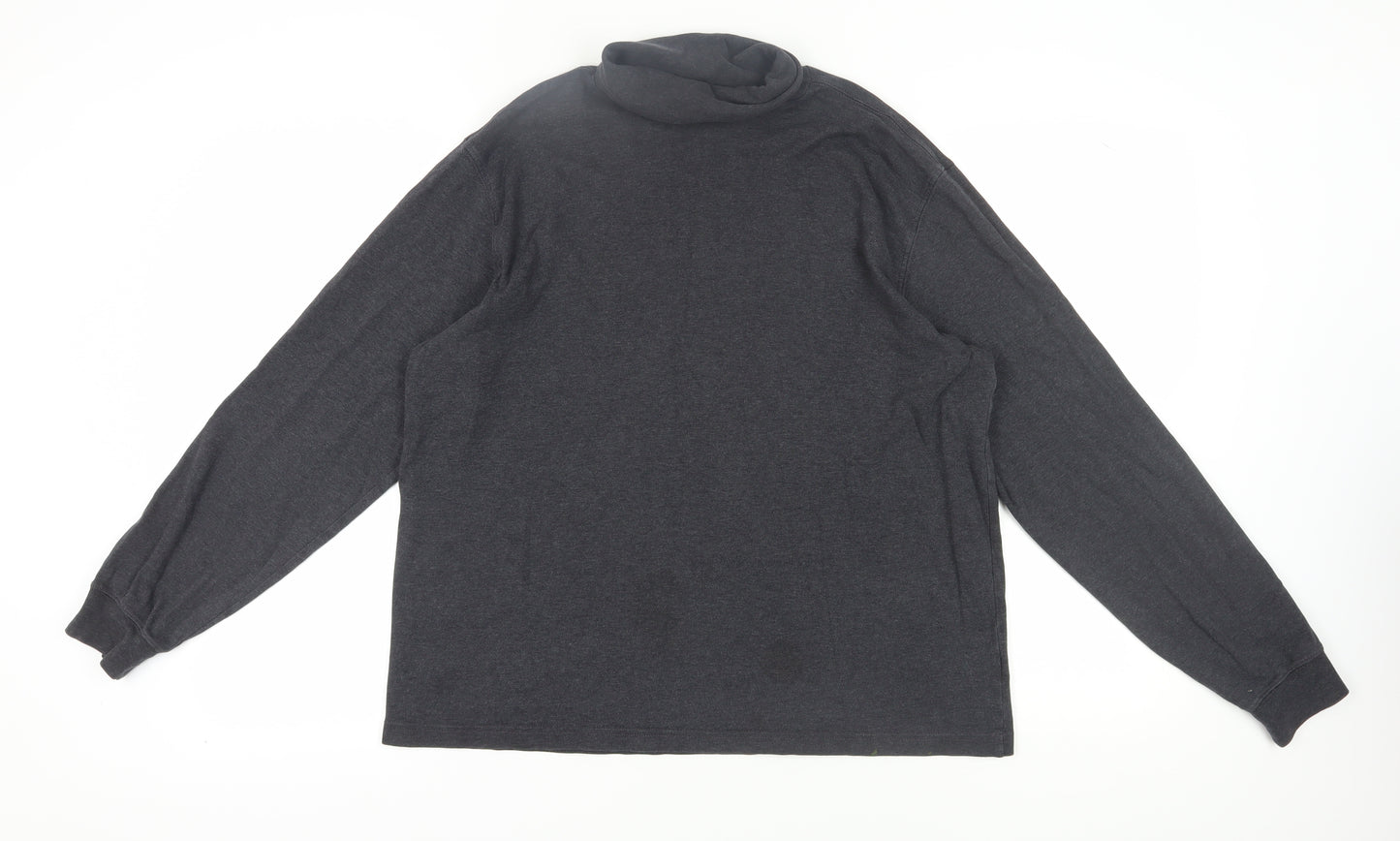 Lands' End Men's Grey Roll Neck Long Sleeve T-Shirt L