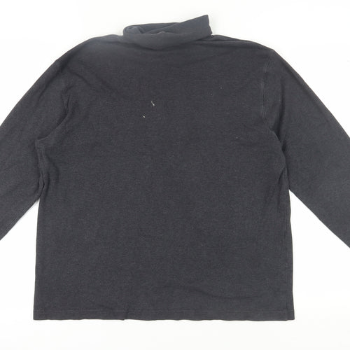 Lands' End Men's Grey Roll Neck Long Sleeve T-Shirt L