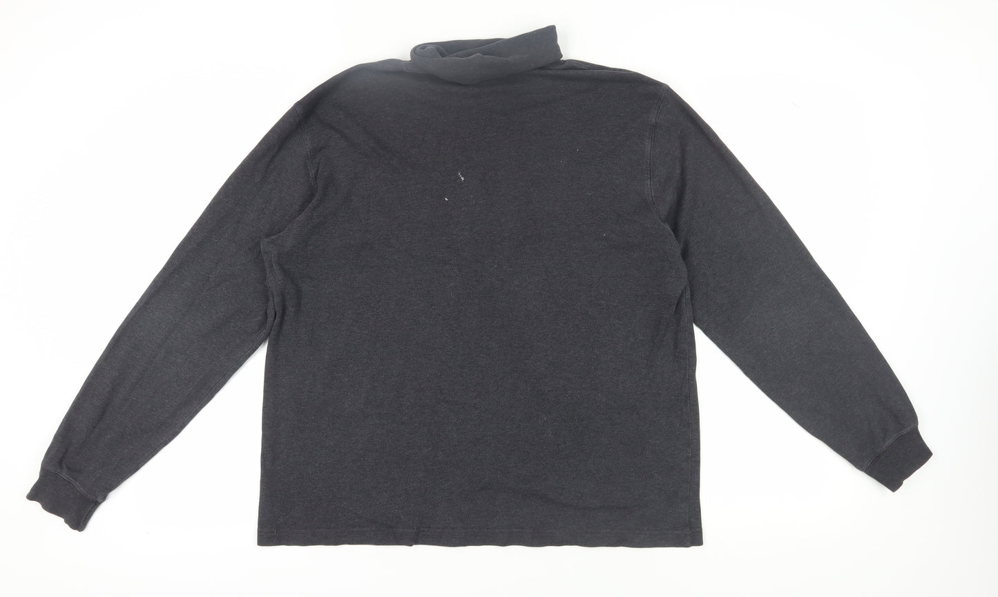 Lands' End Men's Grey Roll Neck Long Sleeve T-Shirt L