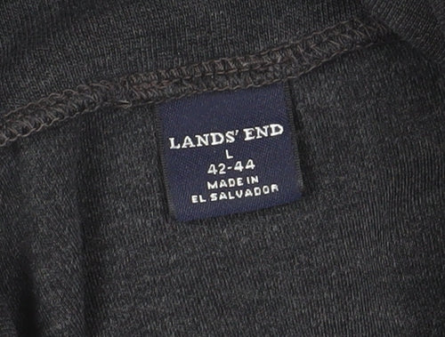 Lands' End Men's Grey Roll Neck Long Sleeve T-Shirt L