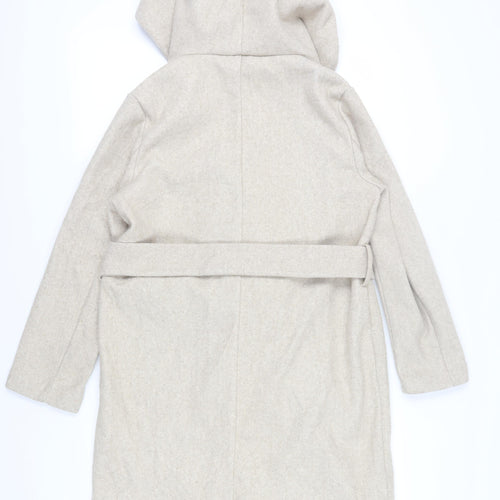 Zara Women's Beige Hooded Overcoat, Size S