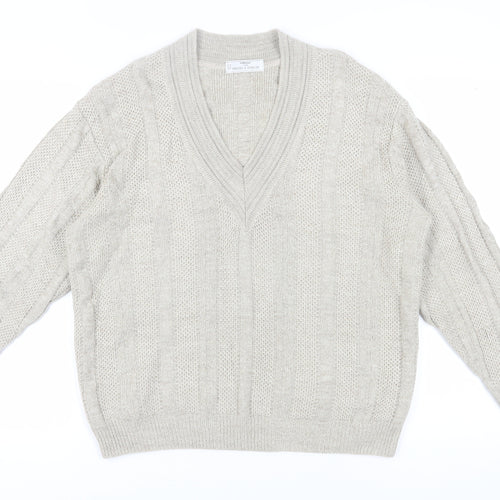 Marks and Spencer Men's Beige Cable-Knit Jumper, M