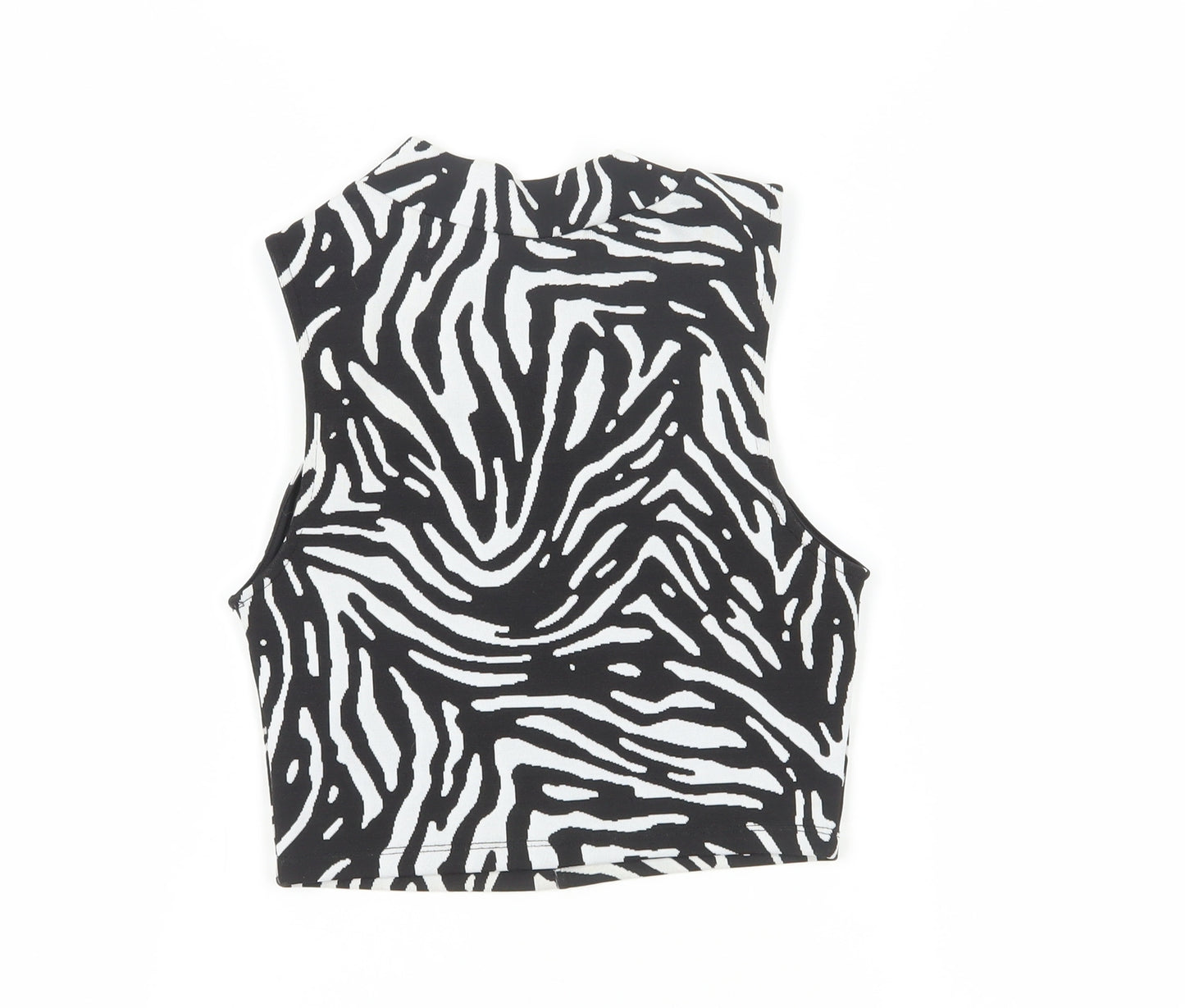 Zara Women's Black Animal Print Cropped Blouse