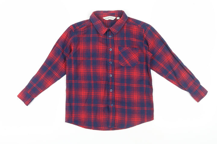 Kangaroo Poo Boys Red Plaid Button-Up Shirt Size 7-8 Years