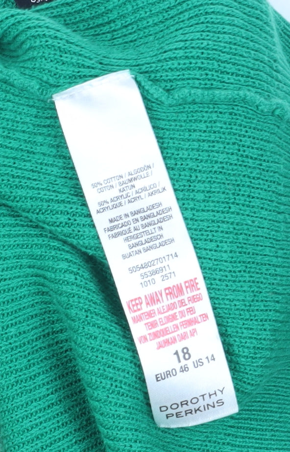 Dorothy Perkins Women's Green Cold Shoulder Jumper
