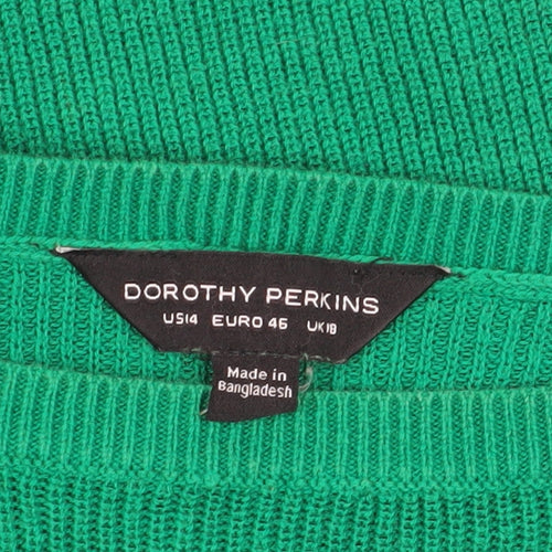 Dorothy Perkins Women's Green Cold Shoulder Jumper