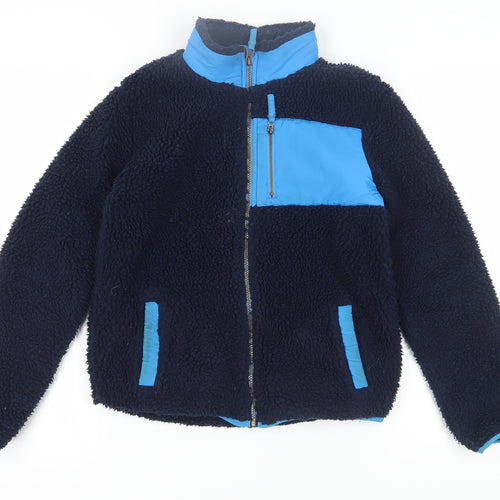 John Lewis Boys Blue Fleece Jacket, 12 Years, Colourblock Design