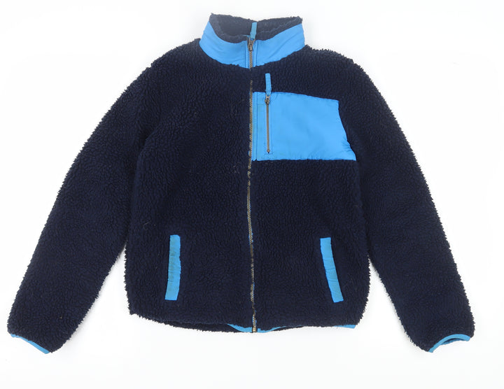 John Lewis Boys Blue Fleece Jacket, 12 Years, Colourblock Design