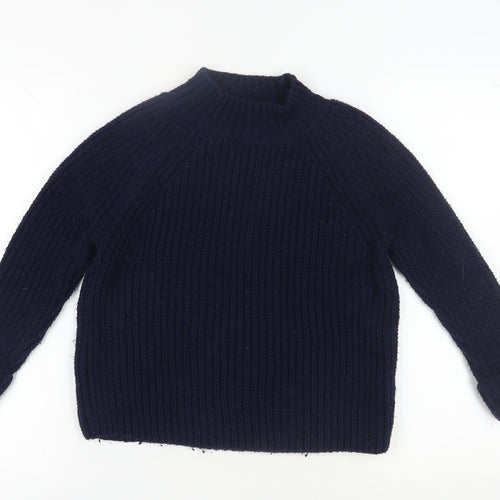 Topshop Women's Blue Pullover Jumper High Neck, Size 8