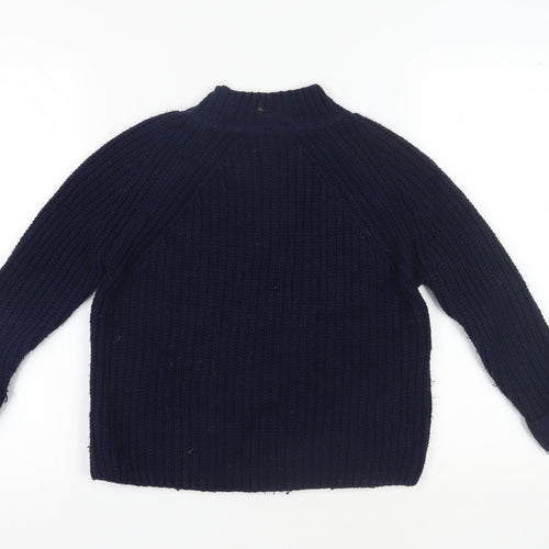Topshop Women's Blue Pullover Jumper High Neck, Size 8