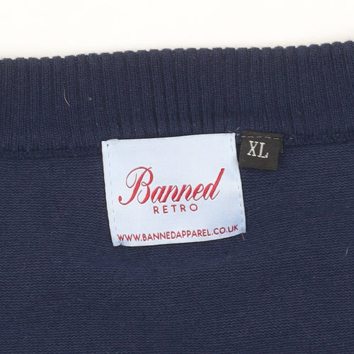 Banned Retro Women's Blue XL Cardigan with Lemons