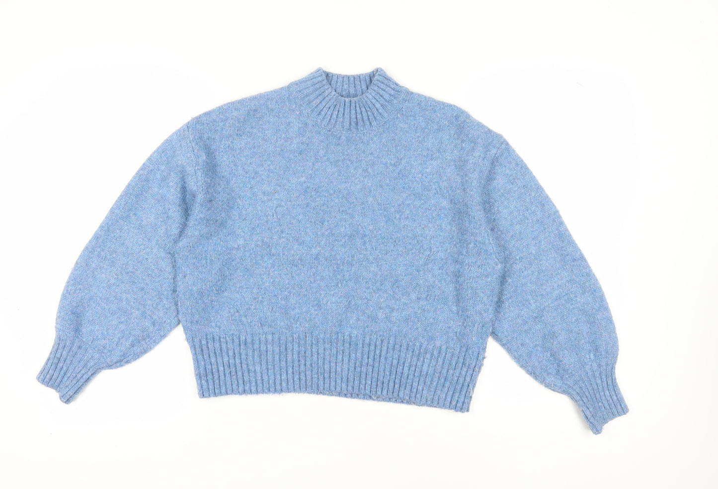Monki Women's Blue Mock Neck Pullover Jumper, M