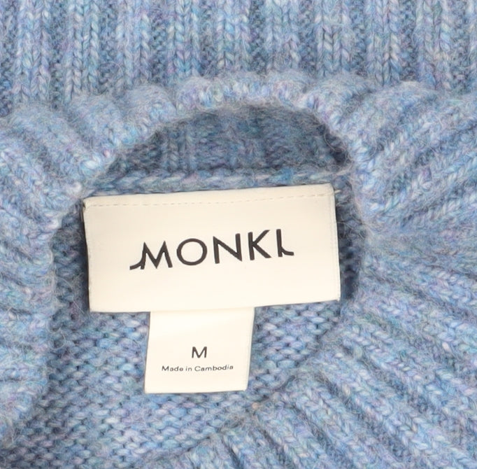Monki Women's Blue Mock Neck Pullover Jumper, M