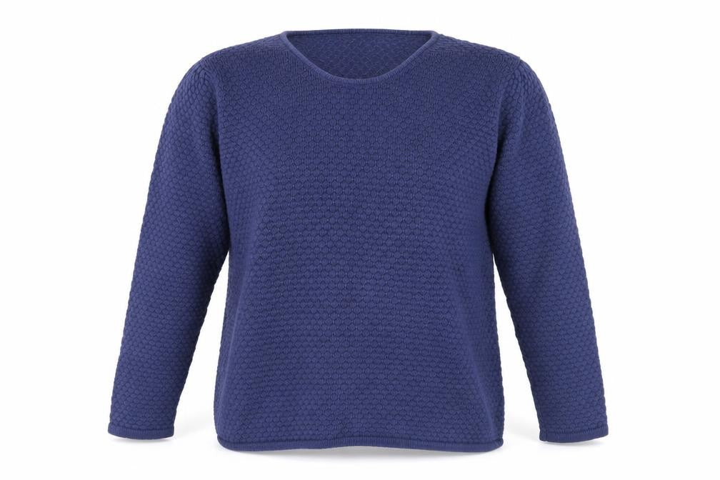 Front view of Marc Lauge Men's Blue Waffle-Knit Pullover, 2XL