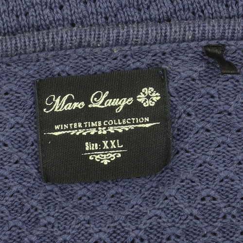 Marc Lauge Men's Blue Waffle-Knit Pullover, 2XL