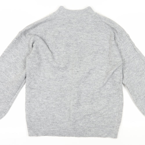 Quiz Women's Grey Beaded Mock Neck Pullover Jumper M