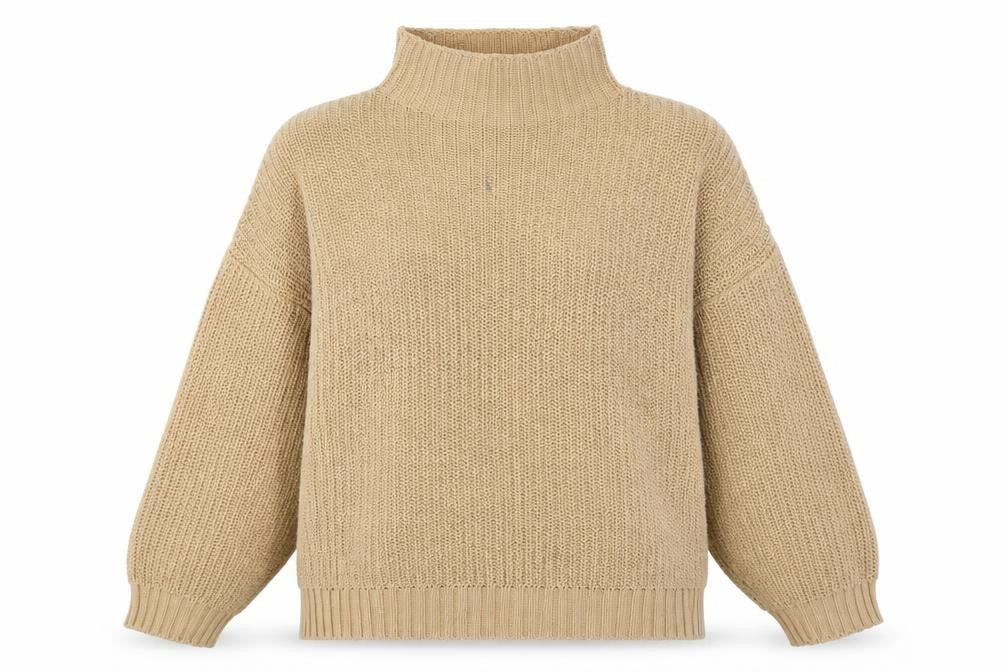 Front view of American Eagle Women's Beige High Neck Pullover M