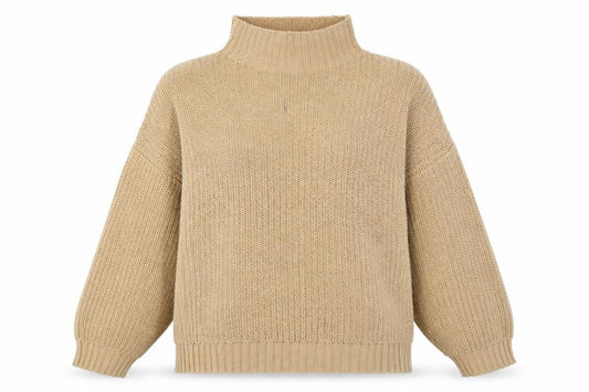Front view of American Eagle Women's Beige High Neck Pullover M