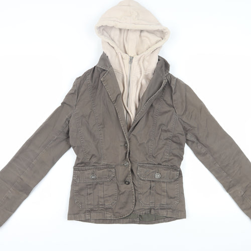 Fishbone Women's Grey Hooded Jacket, Size S, Casual Style