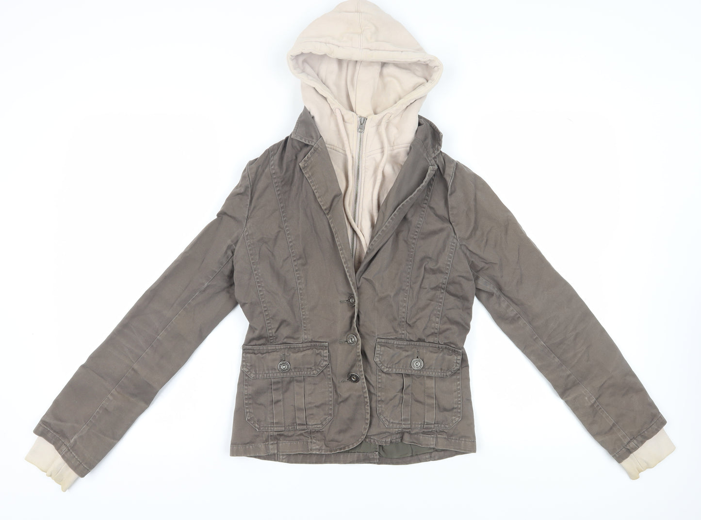 Fishbone Women's Grey Hooded Jacket, Size S, Casual Style