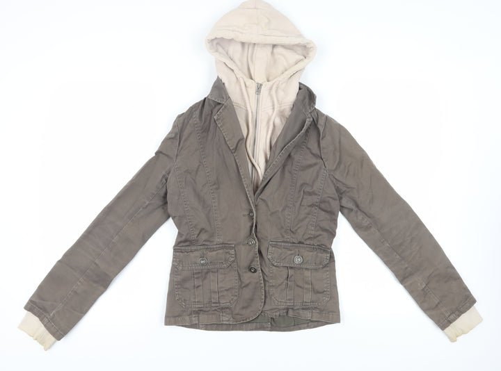 Fishbone Women's Grey Hooded Jacket, Size S, Casual Style