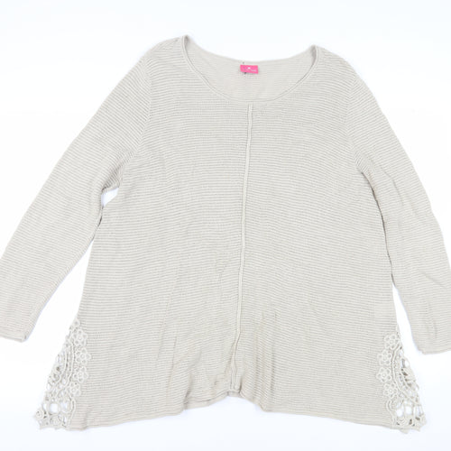 Together Women's Beige Crochet Accent Cardigan L