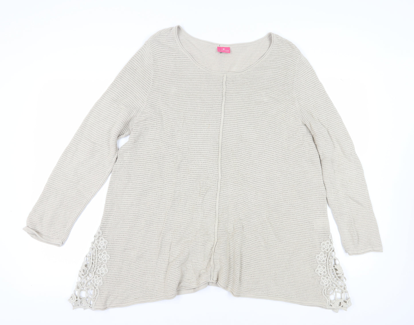 Together Women's Beige Crochet Accent Cardigan L