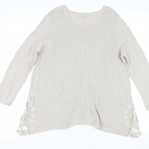 Together Women's Beige Crochet Accent Cardigan L