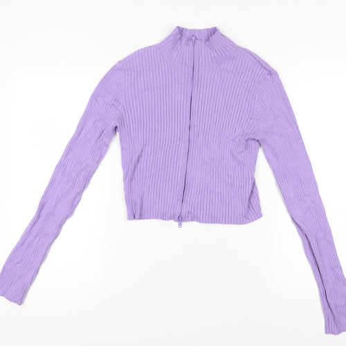 Monki Women's Purple Cropped Knit Blouse M