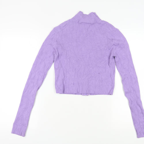 Monki Women's Purple Cropped Knit Blouse M