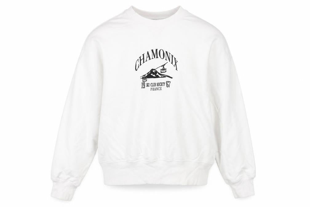 Front view of H&M White Graphic Pullover Sweatshirt M unisex