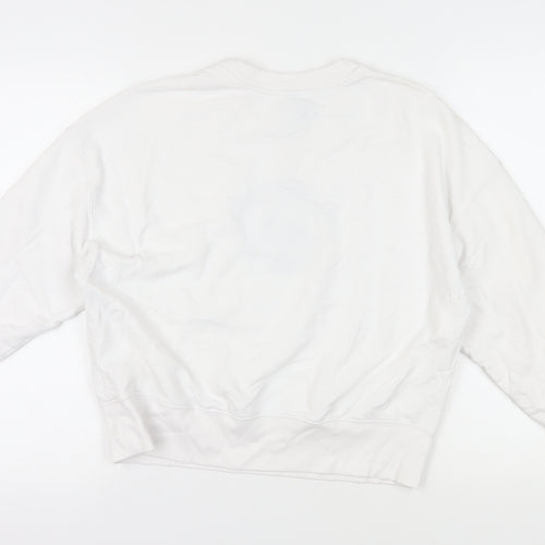 H&M White Graphic Pullover Sweatshirt M Unisex