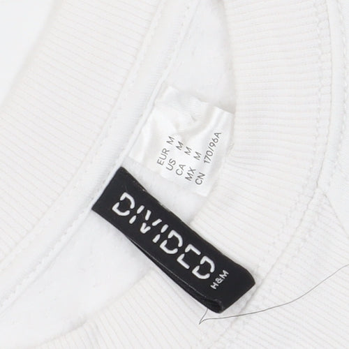 H&M White Graphic Pullover Sweatshirt M Unisex