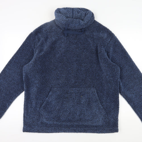 Marks and Spencer Men's Blue Fleece Hooded Sweatshirt L