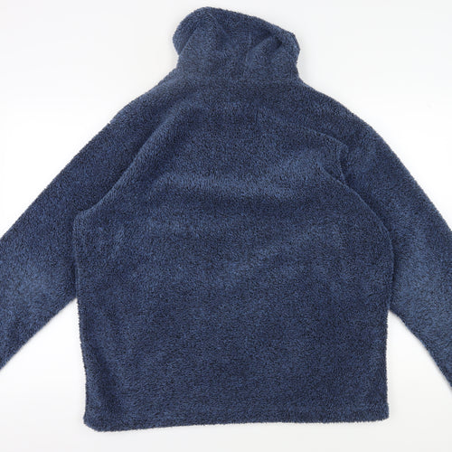 Marks and Spencer Men's Blue Fleece Hooded Sweatshirt L