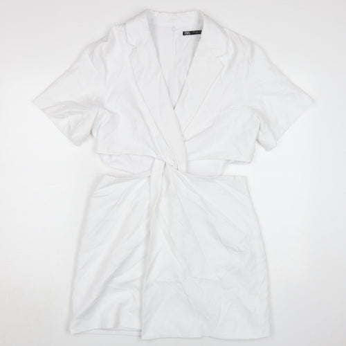 Zara Women White Shirt Dress Size 12 for Business or Casual