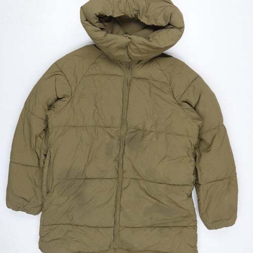 Zara Men's Green XS Puffer Jacket with Hood