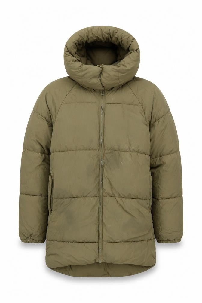 Front view of Zara Men's Green XS Puffer Jacket with Hood