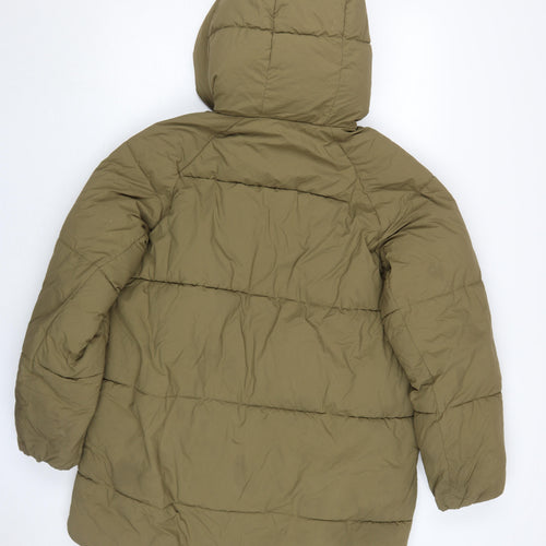 Zara Men's Green XS Puffer Jacket with Hood
