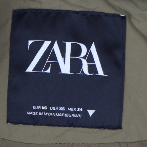 Zara Men's Green XS Puffer Jacket with Hood