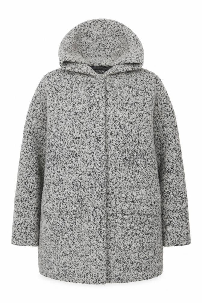 Front view of Marks & Spencer Women's Grey Mid-Length Hooded Coat