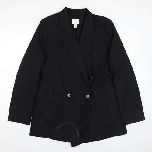 H&M Black Double-Breasted Blazer M Unisex Adults